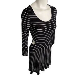 American Eagle‎ AEO Black White Stripe Scoop Neck Side Cutout Dress Sz XS